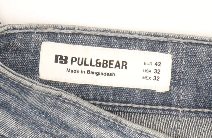 Mens UK Size M Pull&Bear Slim Fit Straight Blue Jeans