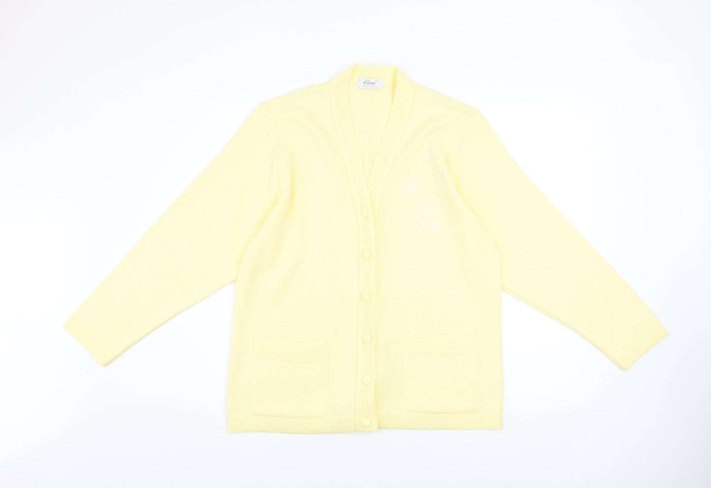 Womens UK Size L Care Yellow Cardigan Jumper