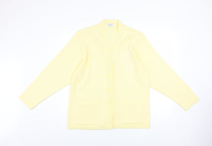 Womens UK Size L Care Yellow Cardigan Jumper