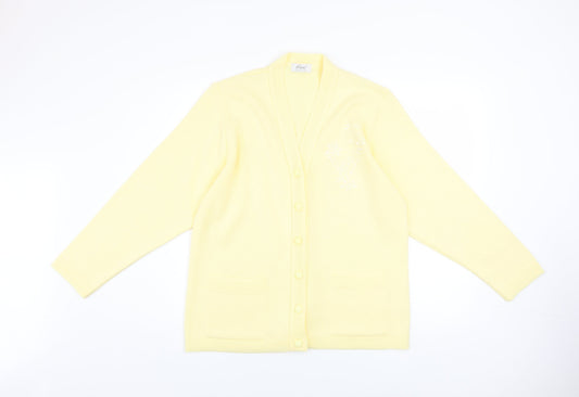 Womens UK Size L Care Yellow Cardigan Jumper