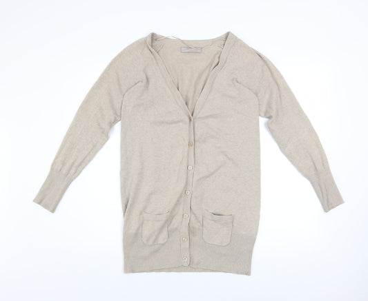Womens UK Size 14 Zara Beige Cardigan Jumper