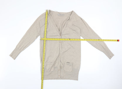Womens UK Size 14 Zara Beige Cardigan Jumper