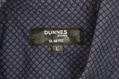 Dunnes Stores Men’s Blue Slim Fit Geometric Long Sleeve Shirt L