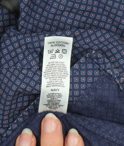 Dunnes Stores Men’s Blue Slim Fit Geometric Long Sleeve Shirt L