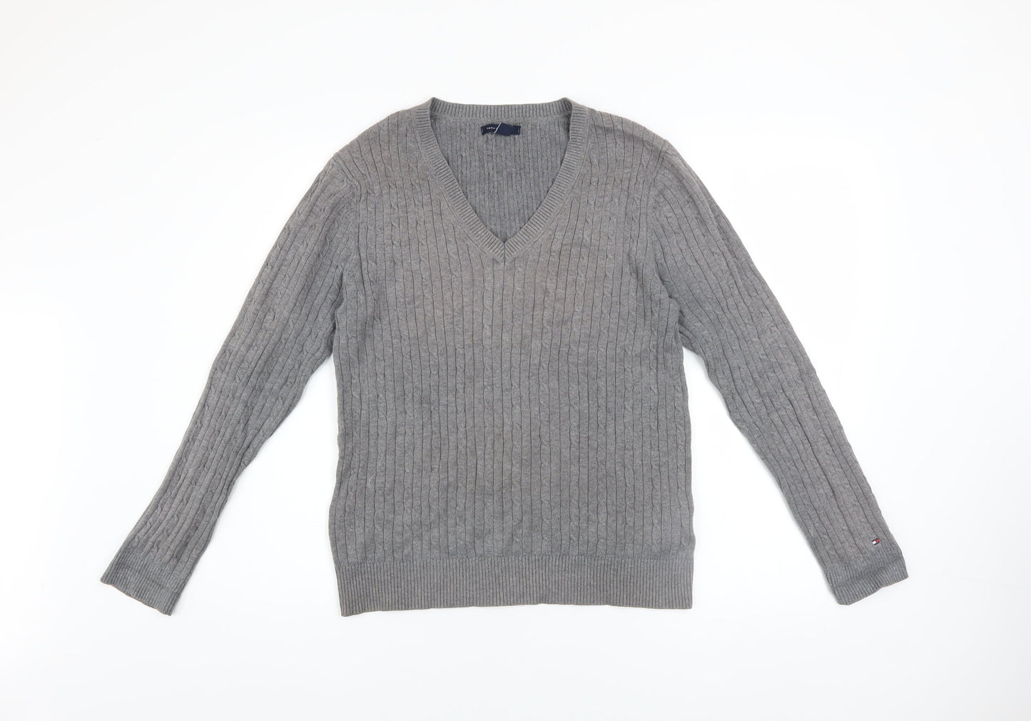 Mens UK Size L Tommy Hilfiger Grey Pullover Jumper