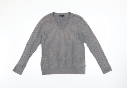 Mens UK Size L Tommy Hilfiger Grey Pullover Jumper