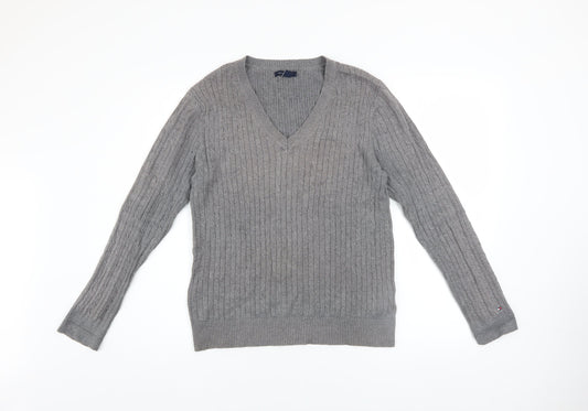 Mens UK Size L Tommy Hilfiger Grey Pullover Jumper