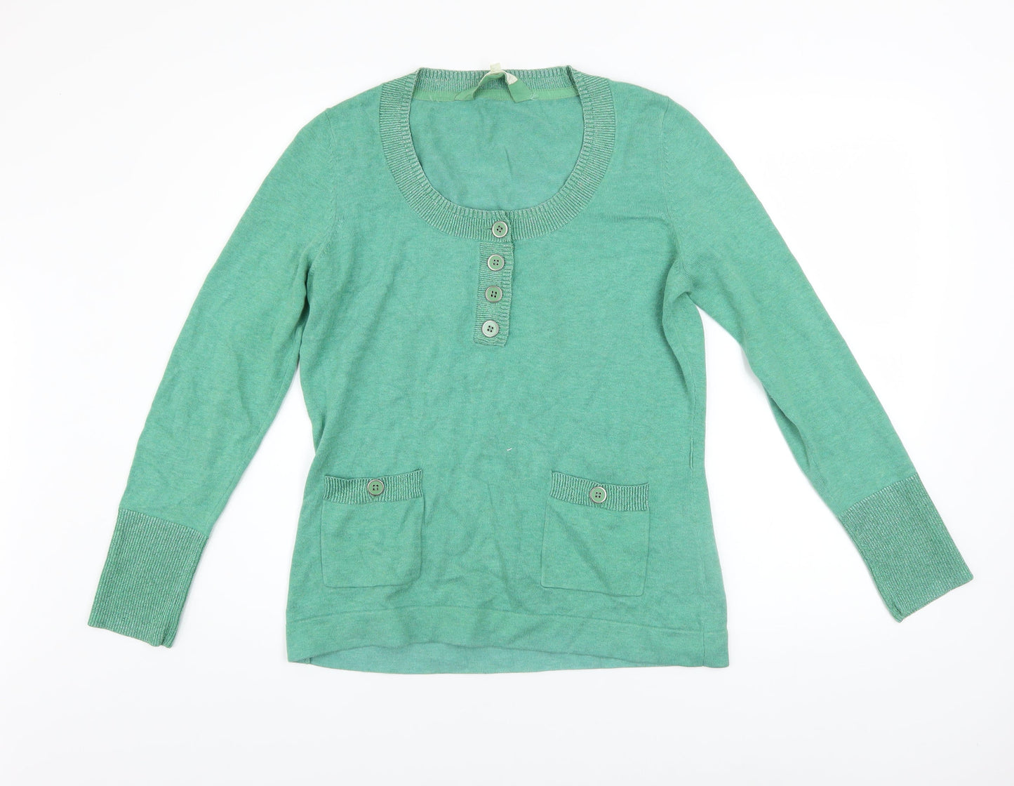 Womens UK Size L Linea Weekend Green Henley Jumper