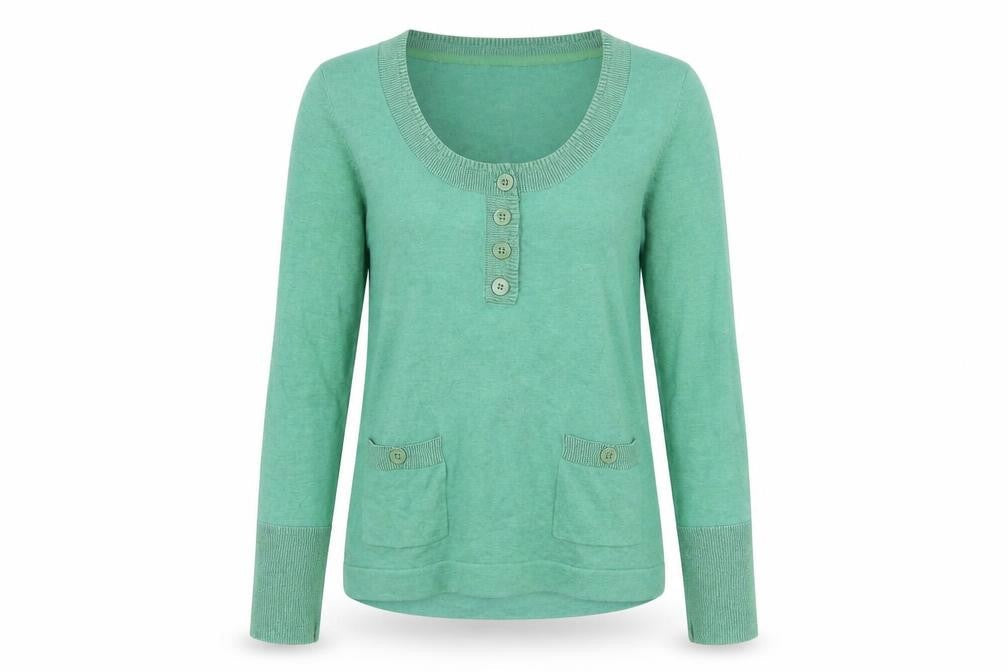 Womens UK Size L Linea Weekend Green Henley Jumper