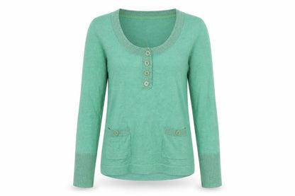Womens UK Size L Linea Weekend Green Henley Jumper