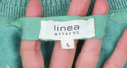 Womens UK Size L Linea Weekend Green Henley Jumper