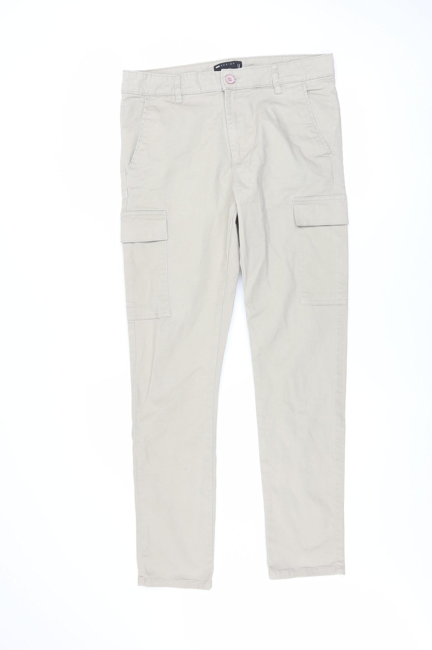 Mens UK Size M ASOS DESIGN Slim Fit Cargo Beige Trousers