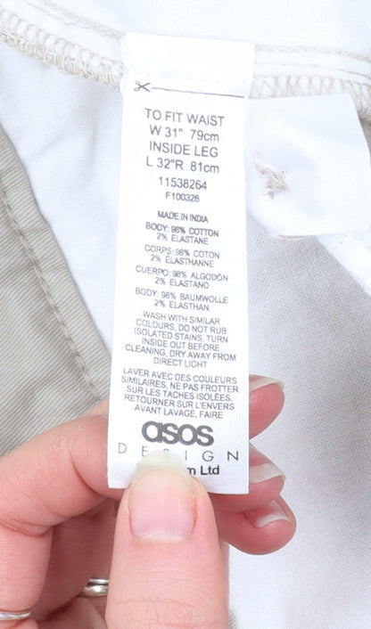 Mens UK Size M ASOS DESIGN Slim Fit Cargo Beige Trousers