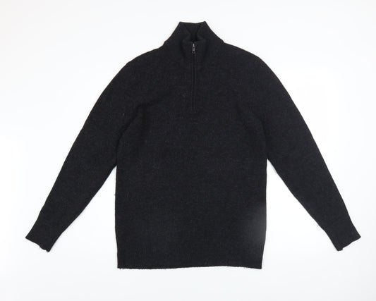 Mens UK Size S The White Company Black 1/2 Zip Jumper
