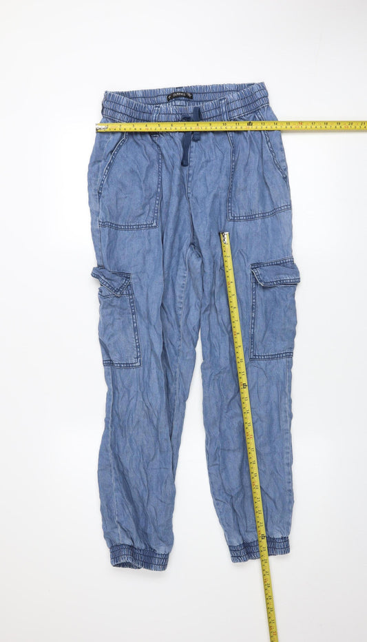 Womens UK Size S Dunnes Stores Relaxed Fit Cargo Blue Trousers