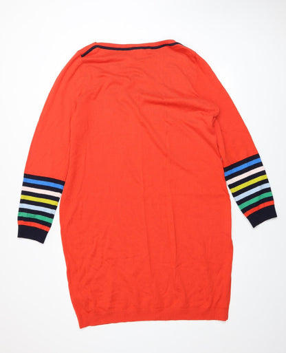 Boden Women Red Jumper Dress Size 20 Knit Cotton Wool Long Sleeve