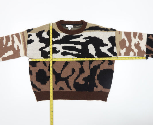 Womens UK Size L Wild Flower Brown Pullover Jumper