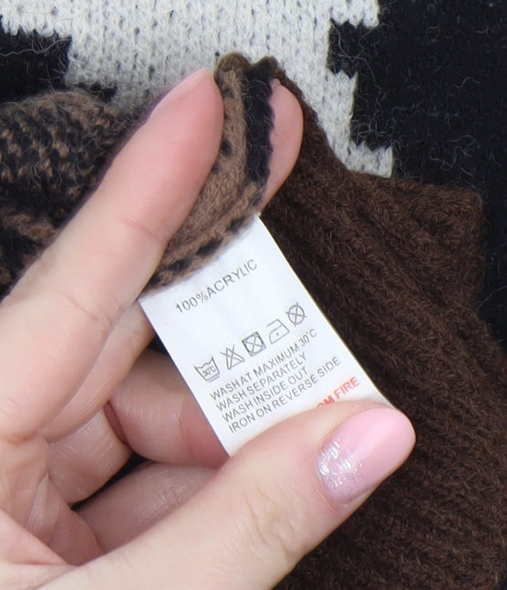 Womens UK Size L Wild Flower Brown Pullover Jumper