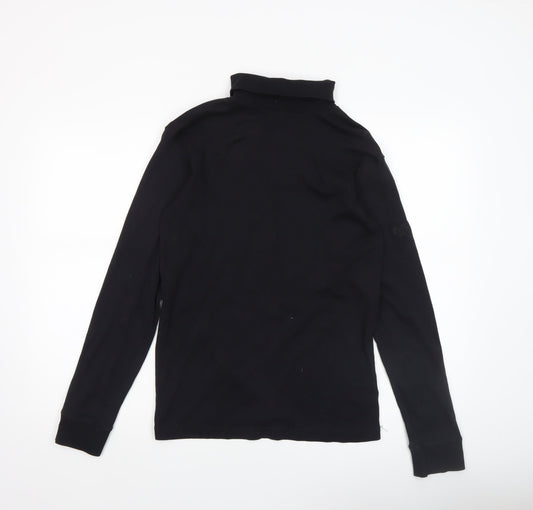 Cotton Traders Men's Black Roll Neck Long Sleeve Top Size M