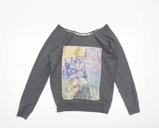Womens UK Size 10 Blonde+Blonde Grey Basic T-Shirt