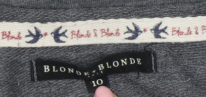 Womens UK Size 10 Blonde+Blonde Grey Basic T-Shirt