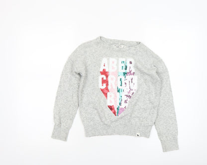 Girls UK Size 7-8 Years Abercrombie Grey Pullover Jumper