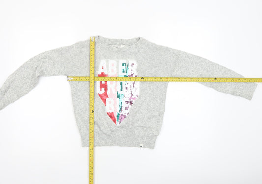 Girls UK Size 7-8 Years Abercrombie Grey Pullover Jumper