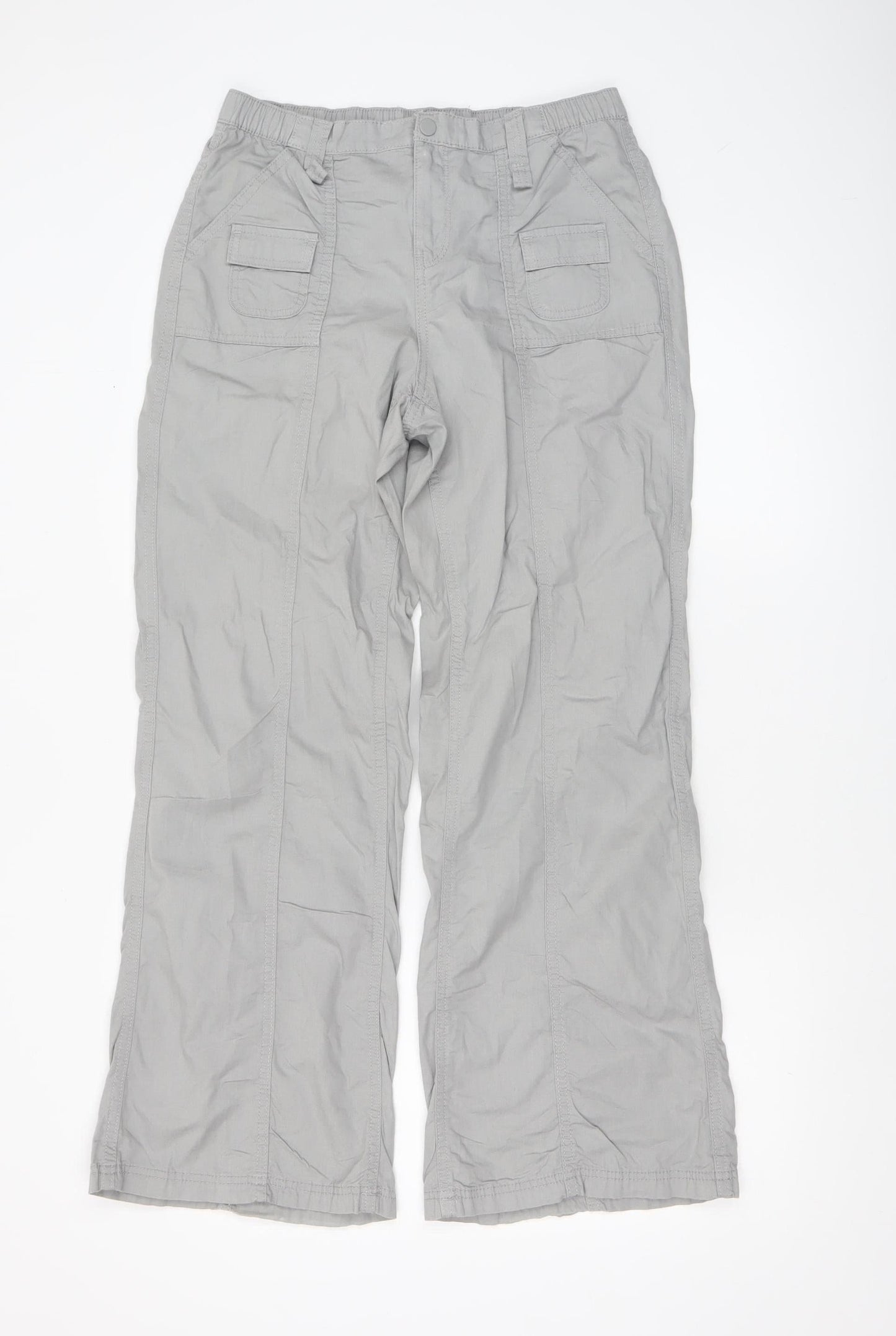 Womens UK Size 2 H&M Regular Fit Cargo Grey Trousers