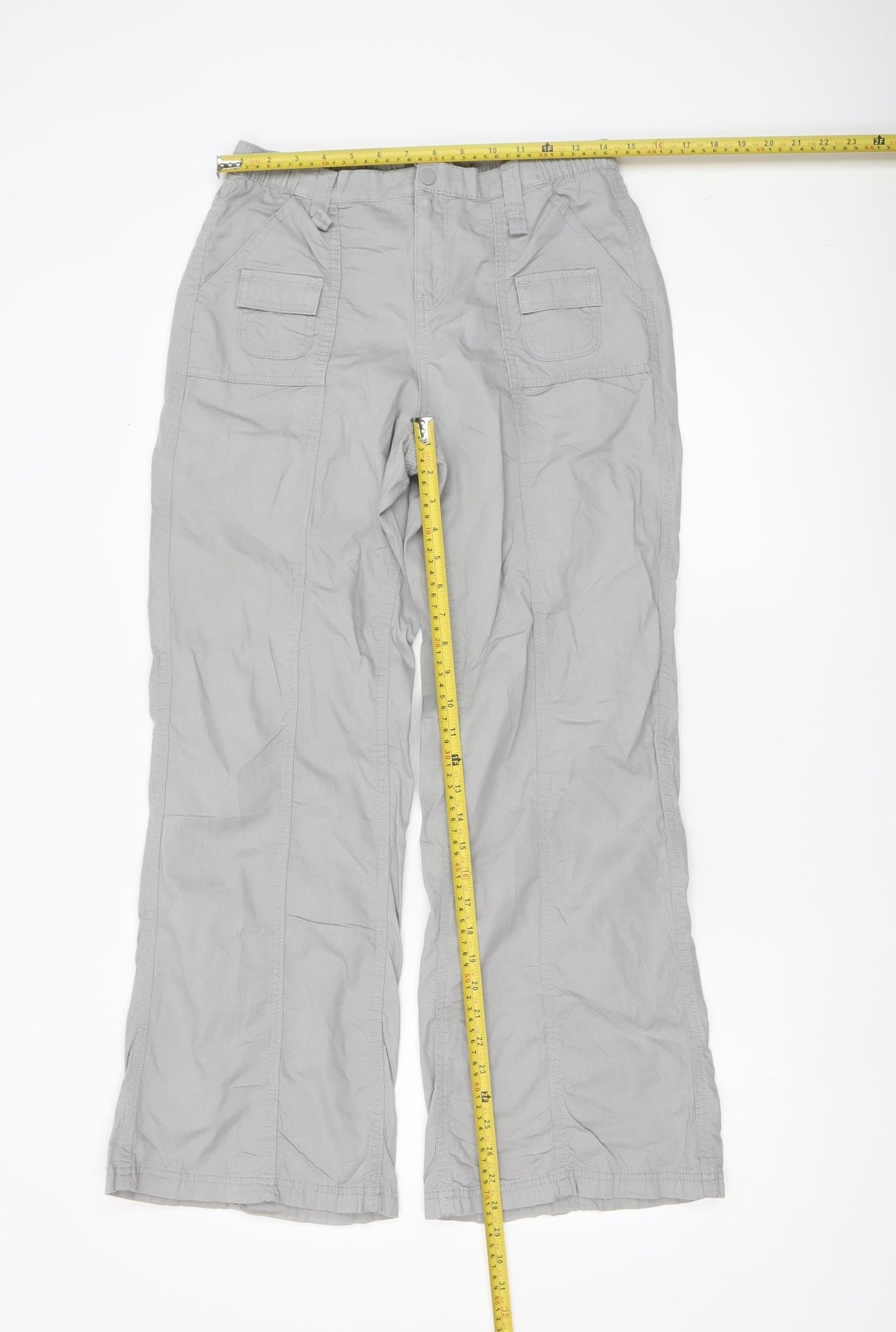 Womens UK Size 2 H&M Regular Fit Cargo Grey Trousers