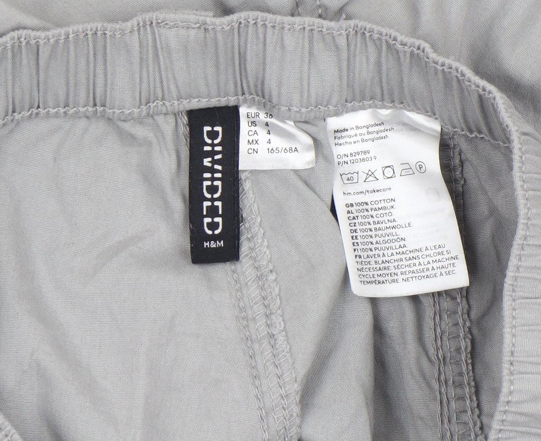 Womens UK Size 2 H&M Regular Fit Cargo Grey Trousers