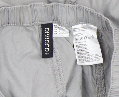 Womens UK Size 2 H&M Regular Fit Cargo Grey Trousers
