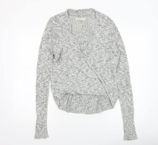 Womens UK Size S Abercrombie & Fitch Grey Wrap Jumper