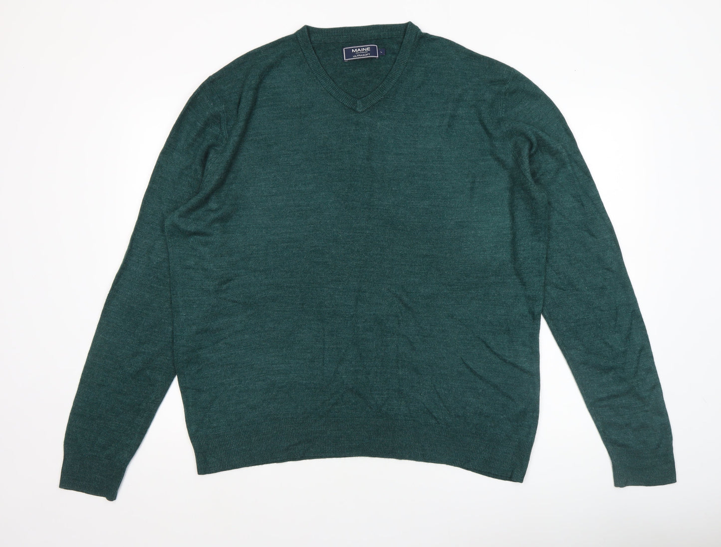 Mens UK Size L Maine New England Green Pullover Jumper