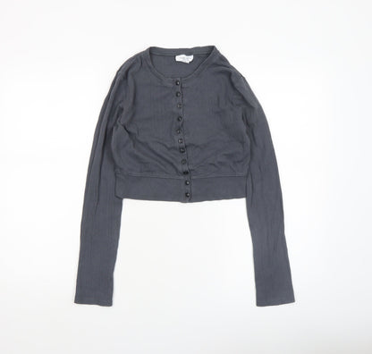 Womens UK Size S Topshop Grey Cropped Button-Up