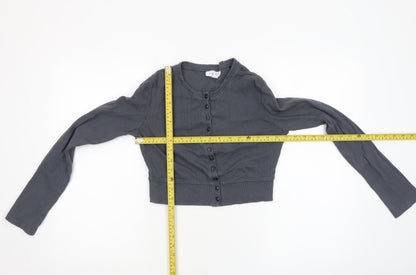 Womens UK Size S Topshop Grey Cropped Button-Up