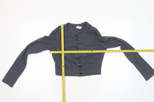 Womens UK Size S Topshop Grey Cropped Button-Up