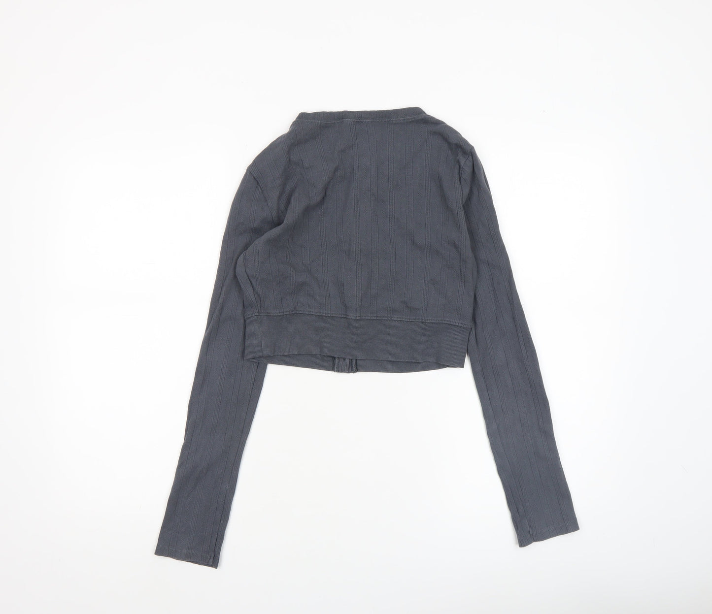 Womens UK Size S Topshop Grey Cropped Button-Up