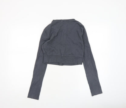 Womens UK Size S Topshop Grey Cropped Button-Up