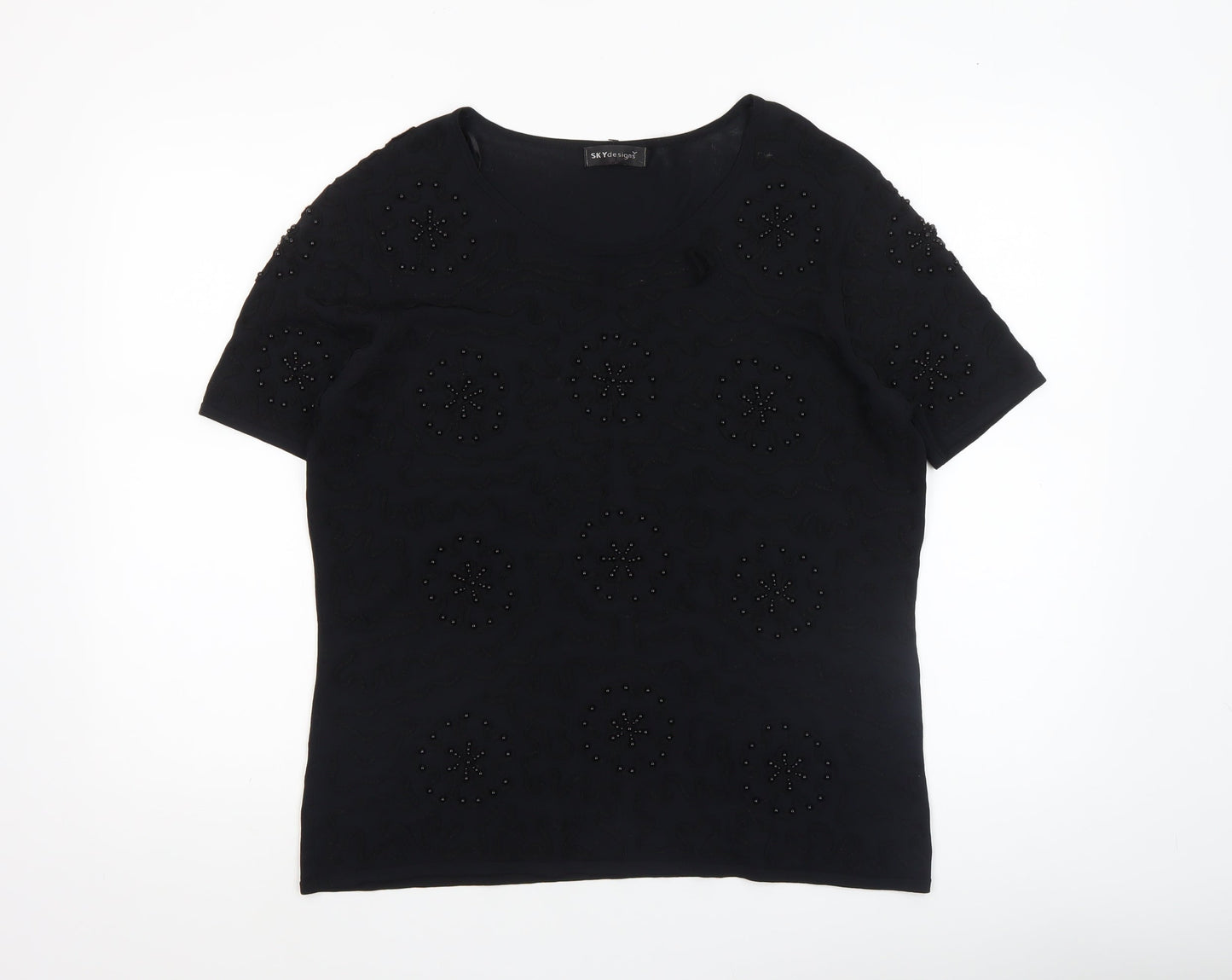 Womens UK Size 4 SKY Designs Black Basic T-Shirt