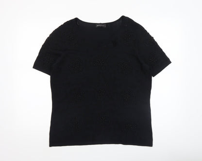 Womens UK Size 4 SKY Designs Black Basic T-Shirt