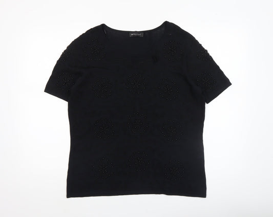 Womens UK Size 4 SKY Designs Black Basic T-Shirt