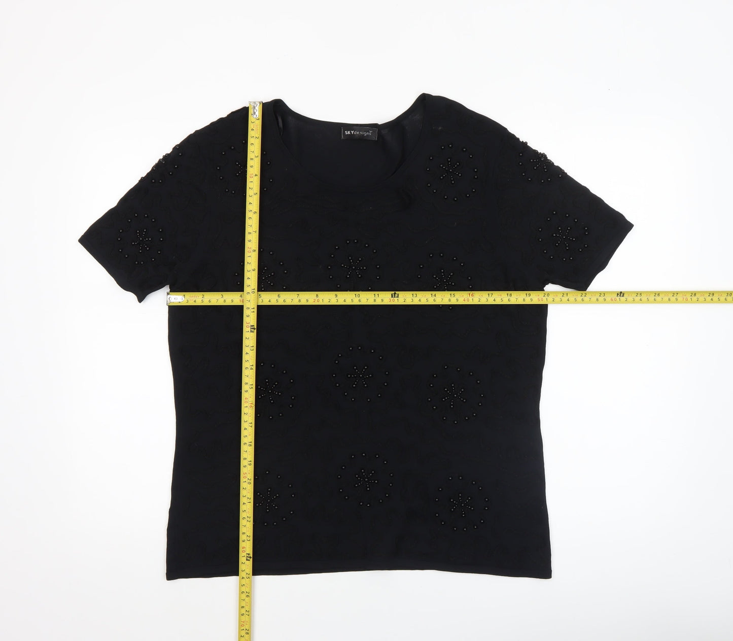 Womens UK Size 4 SKY Designs Black Basic T-Shirt
