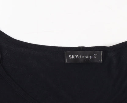 Womens UK Size 4 SKY Designs Black Basic T-Shirt