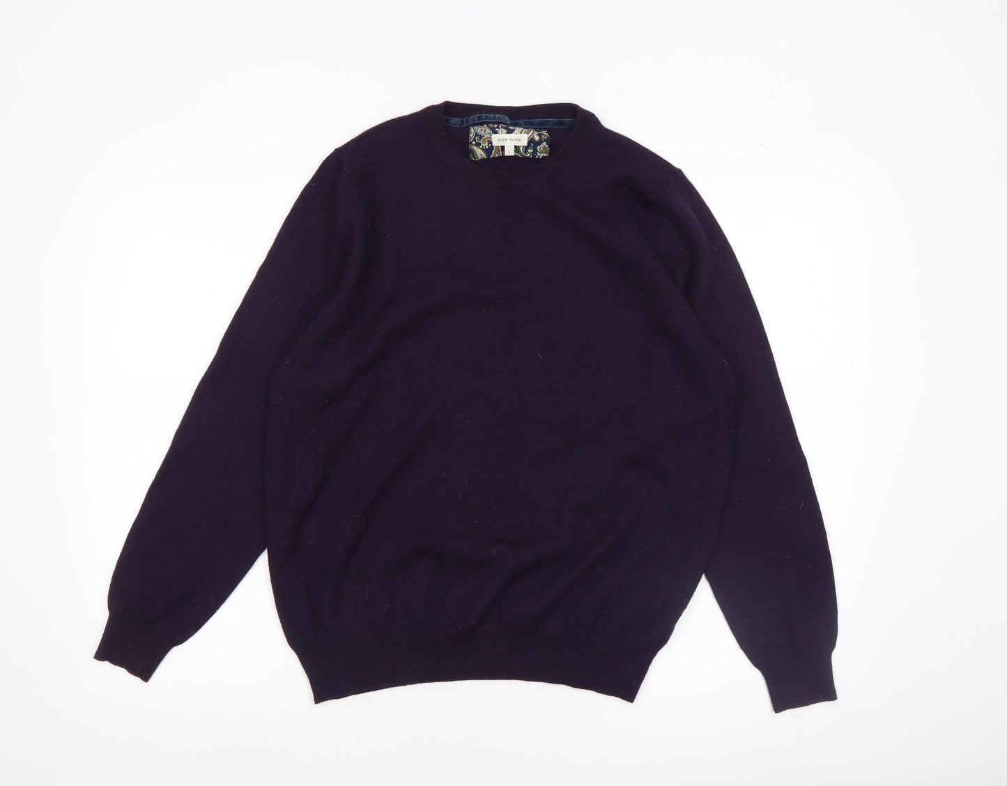 Mens UK Size L River Island Purple Pullover Jumper