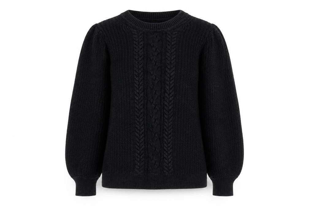Gap Women's Black Cable-Knit Cotton Crew Neck Jumper Size S