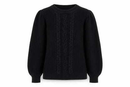 Gap Women's Black Cable-Knit Cotton Crew Neck Jumper Size S