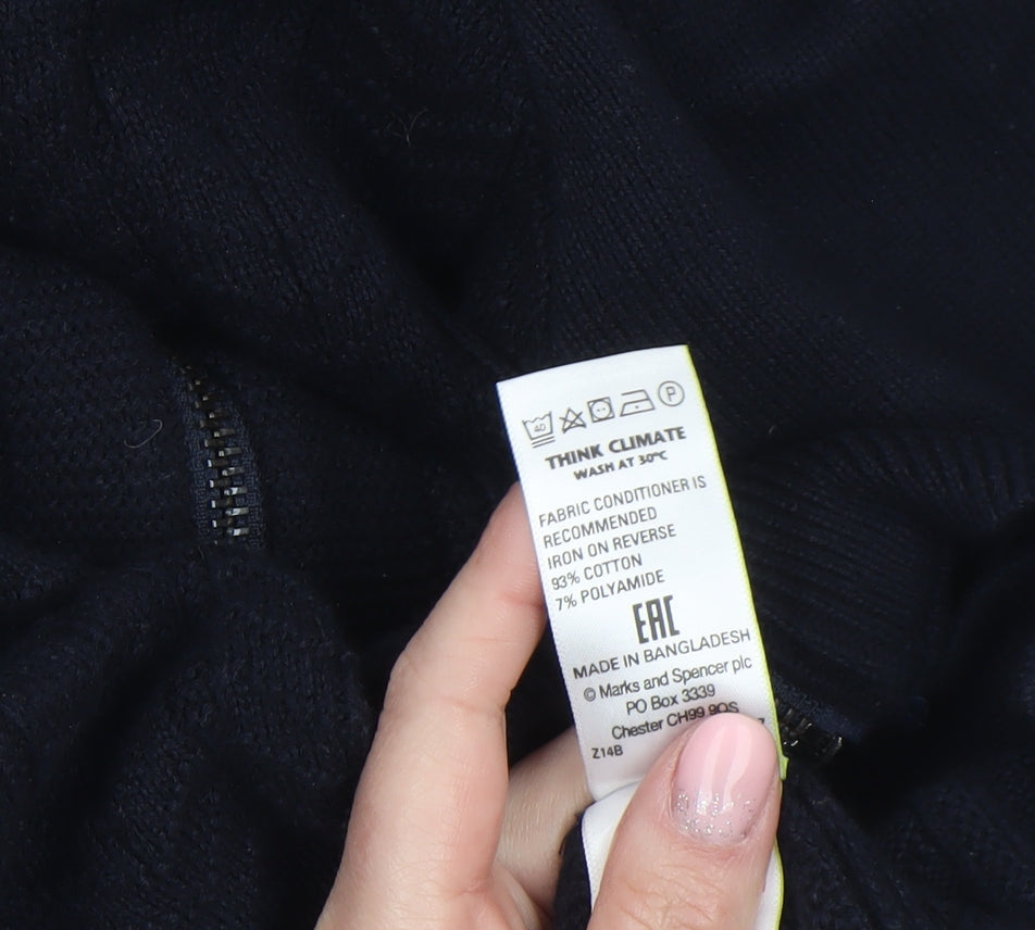Mens UK Size L Marks and Spencer Black Full Zip Jumper