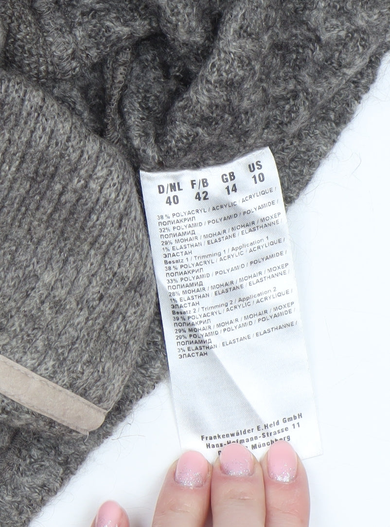 Womens UK Size 14 FRANK WALDER Grey Cardigan Jumper