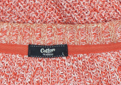 Mens UK Size L Cotton Traders Orange Pullover Jumper