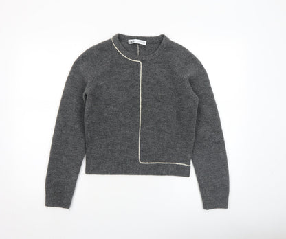 Womens UK Size S Zara Grey Pullover Jumper
